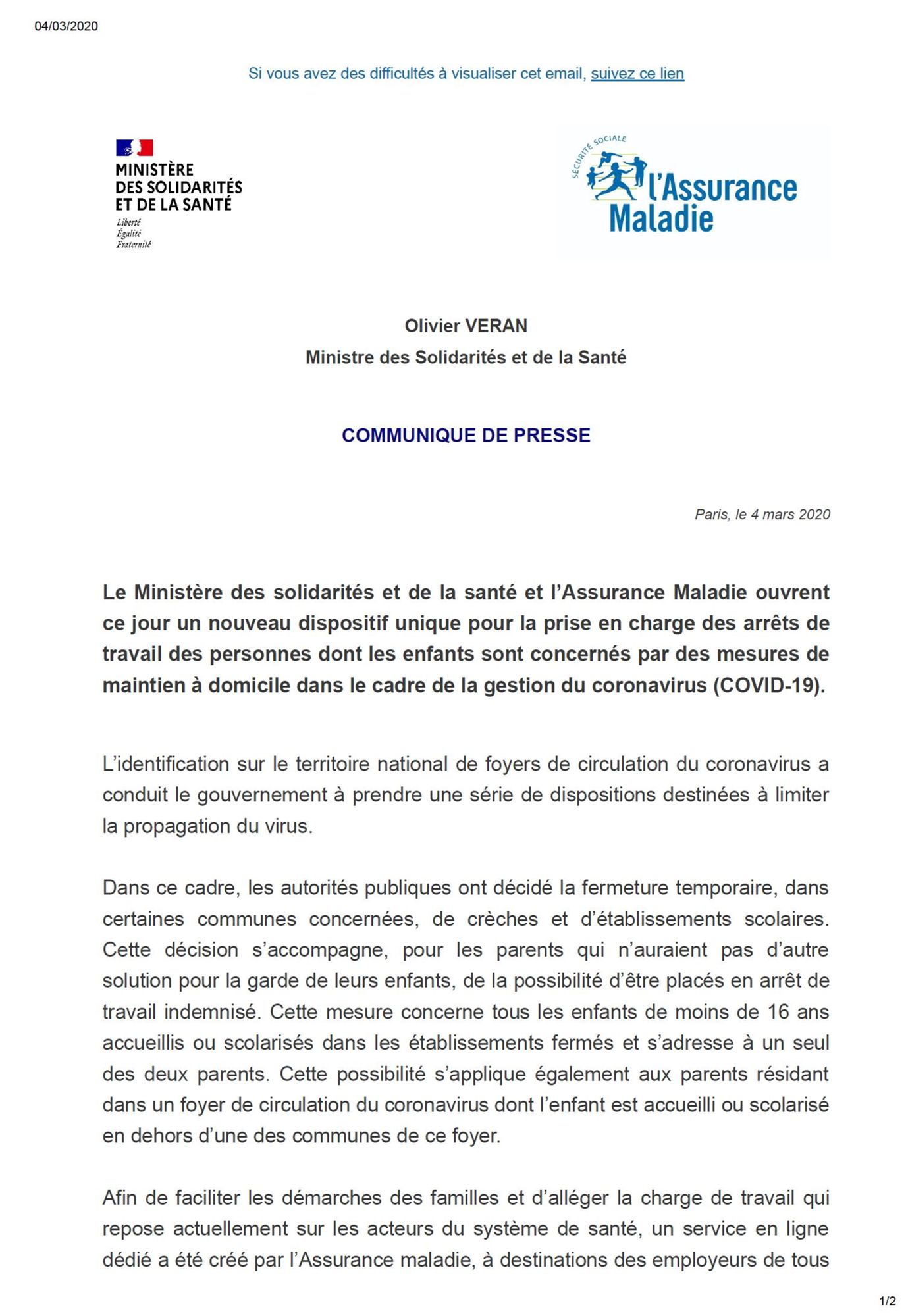 Communiqué Indemnités journalières