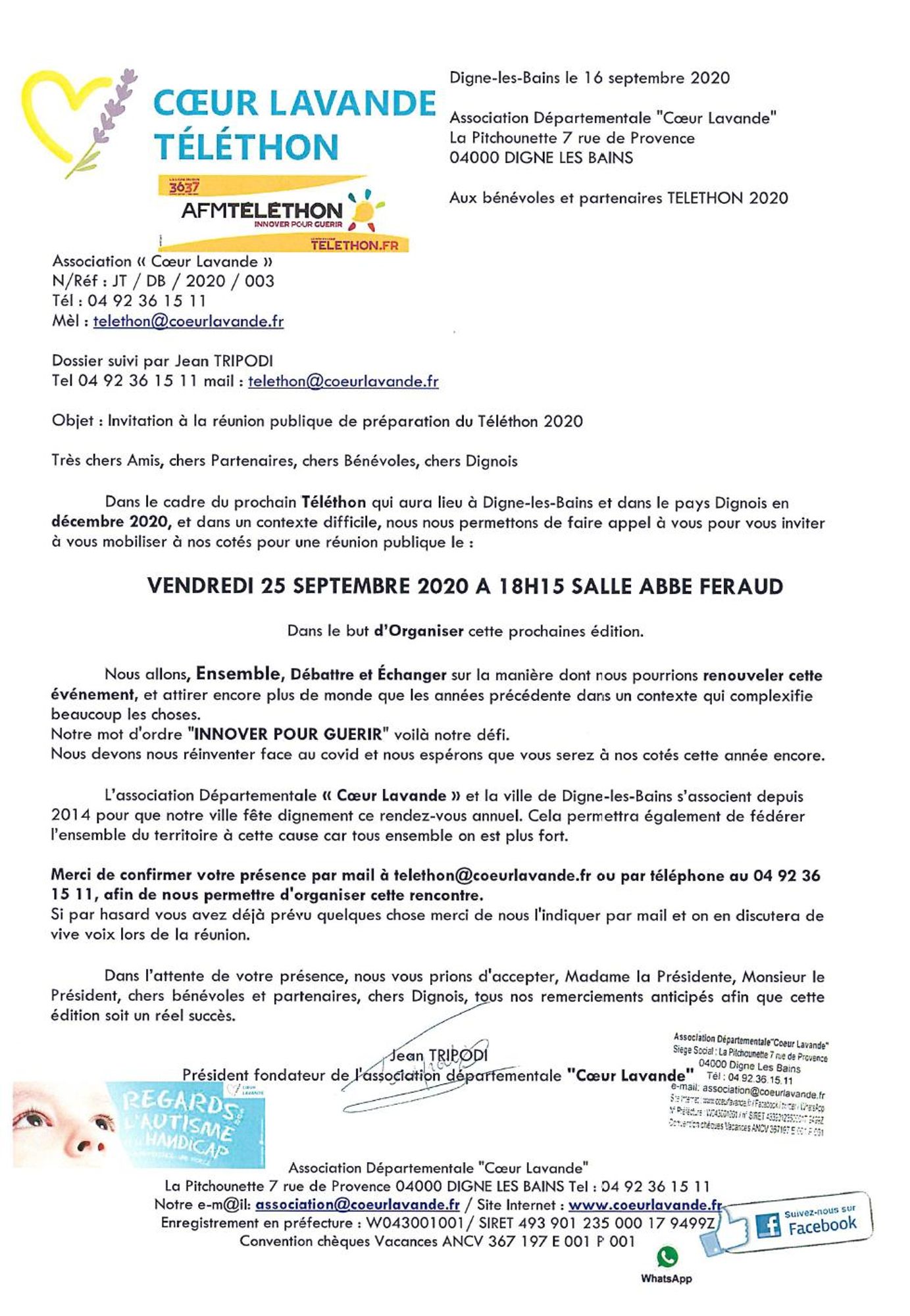 image courrier réunion publique téléthon 2020