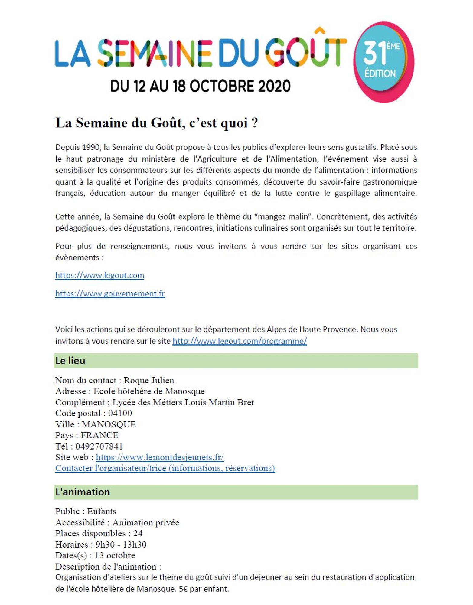 image 1 semaine du gout 2020