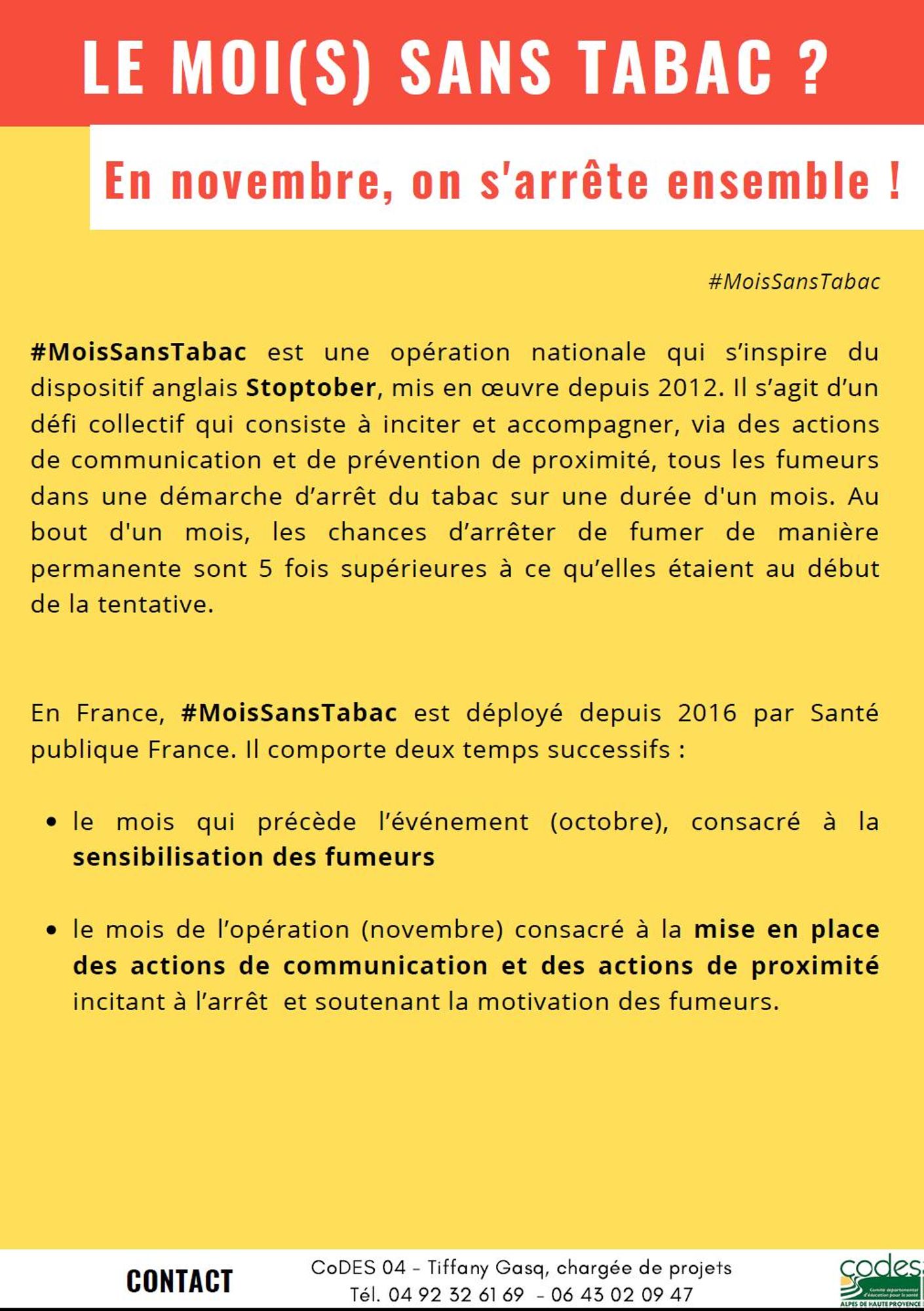 page 1 présentation Le moi(s) sans tabac