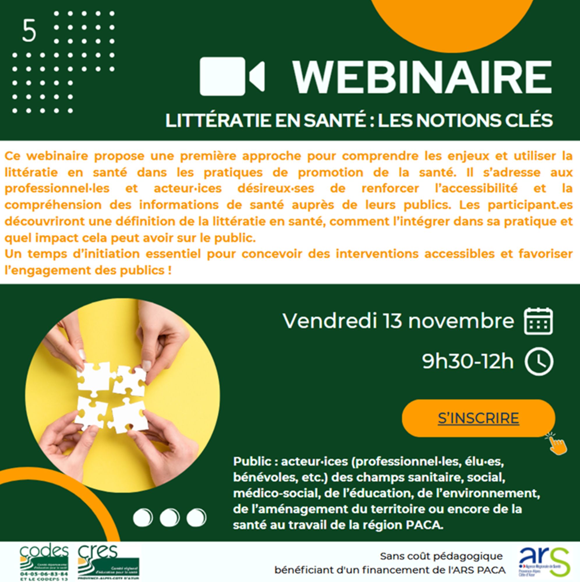 Webinaire : Littératie en santé : les notions clés - 13 novembre 2026