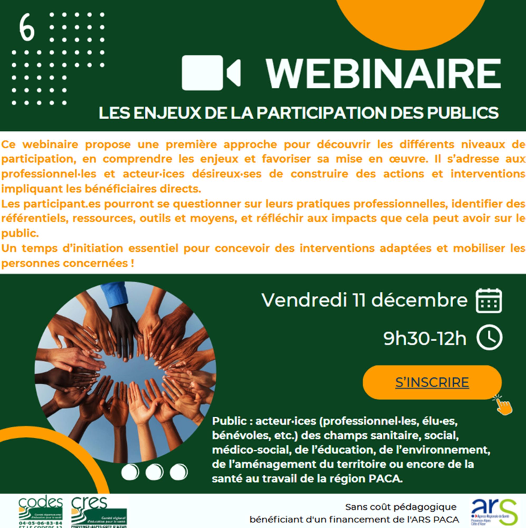 Webinaire : Les enjeux de la participation des publics - 11 décembre 2026