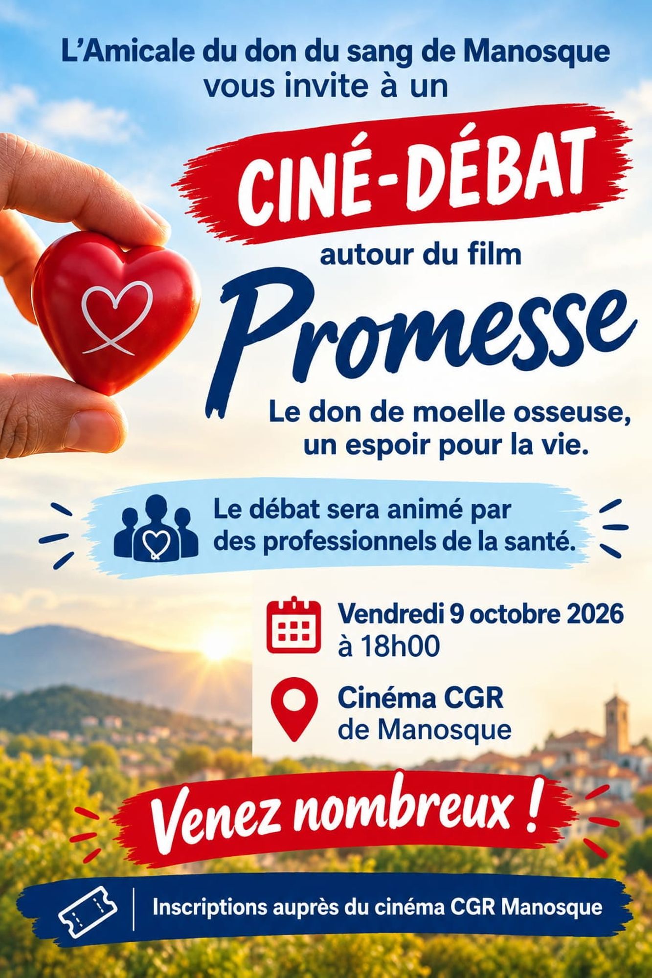 Ciné-débat autour du film PROMESSE - Le don de moelle osseuse, un  espoir pour la vie